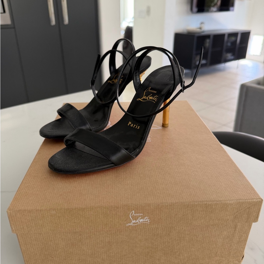 Christian Louboutin Black Heels with Gold Accents